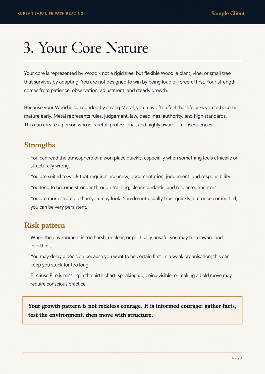Sample Korean Saju report page 4 of 20
