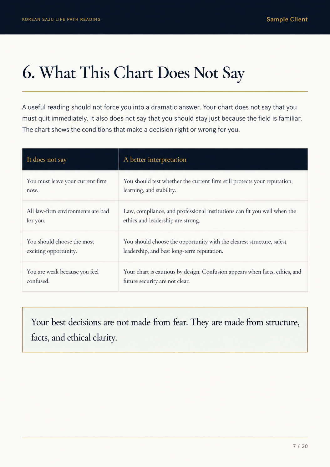 Sample Korean Saju report page 7 of 20