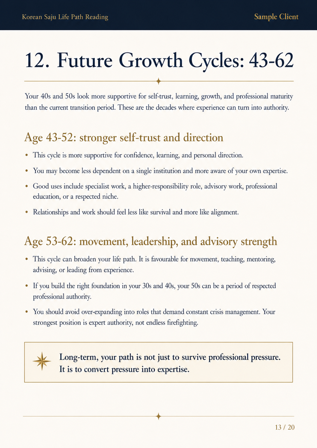 Sample Korean Saju report page 13 of 20
