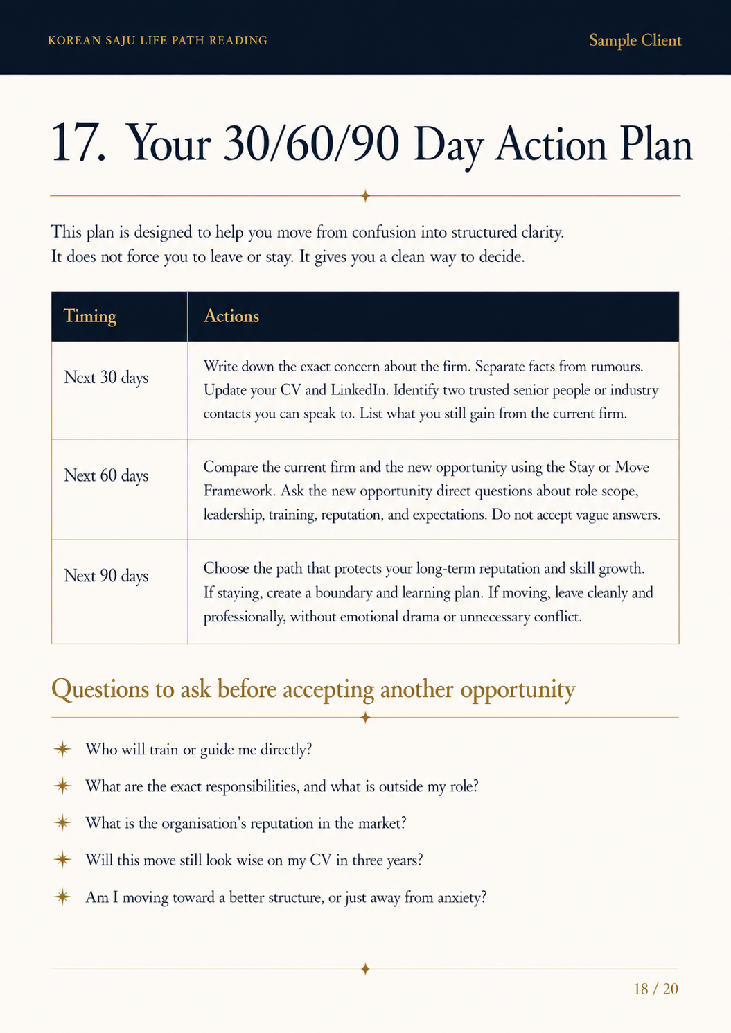 Sample Korean Saju report page 18 of 20